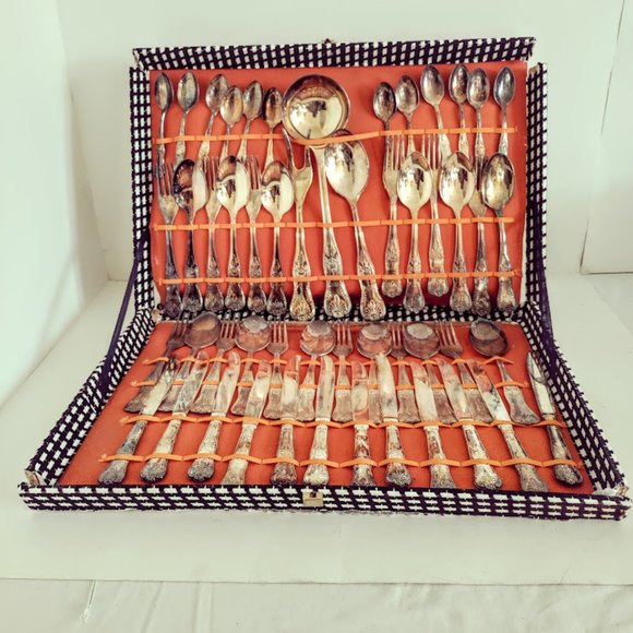 Silver Plated 51 Piece Silverware Set - Picture 1 of 10